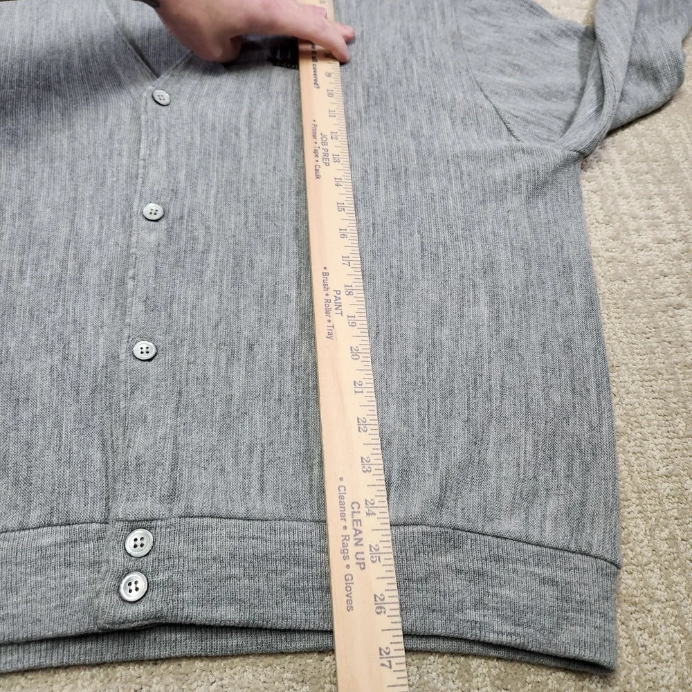 Vintage Cardigan Sweater Men XL Izod USA Made Gray V Neck Knit Preppy Tennis‎